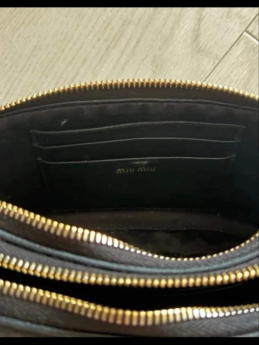 Miu Miu Black Matelassé Leather Crossbody with Gold Chain
